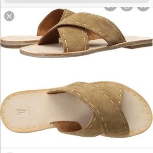 Frye Avery pickstitch slide sandal